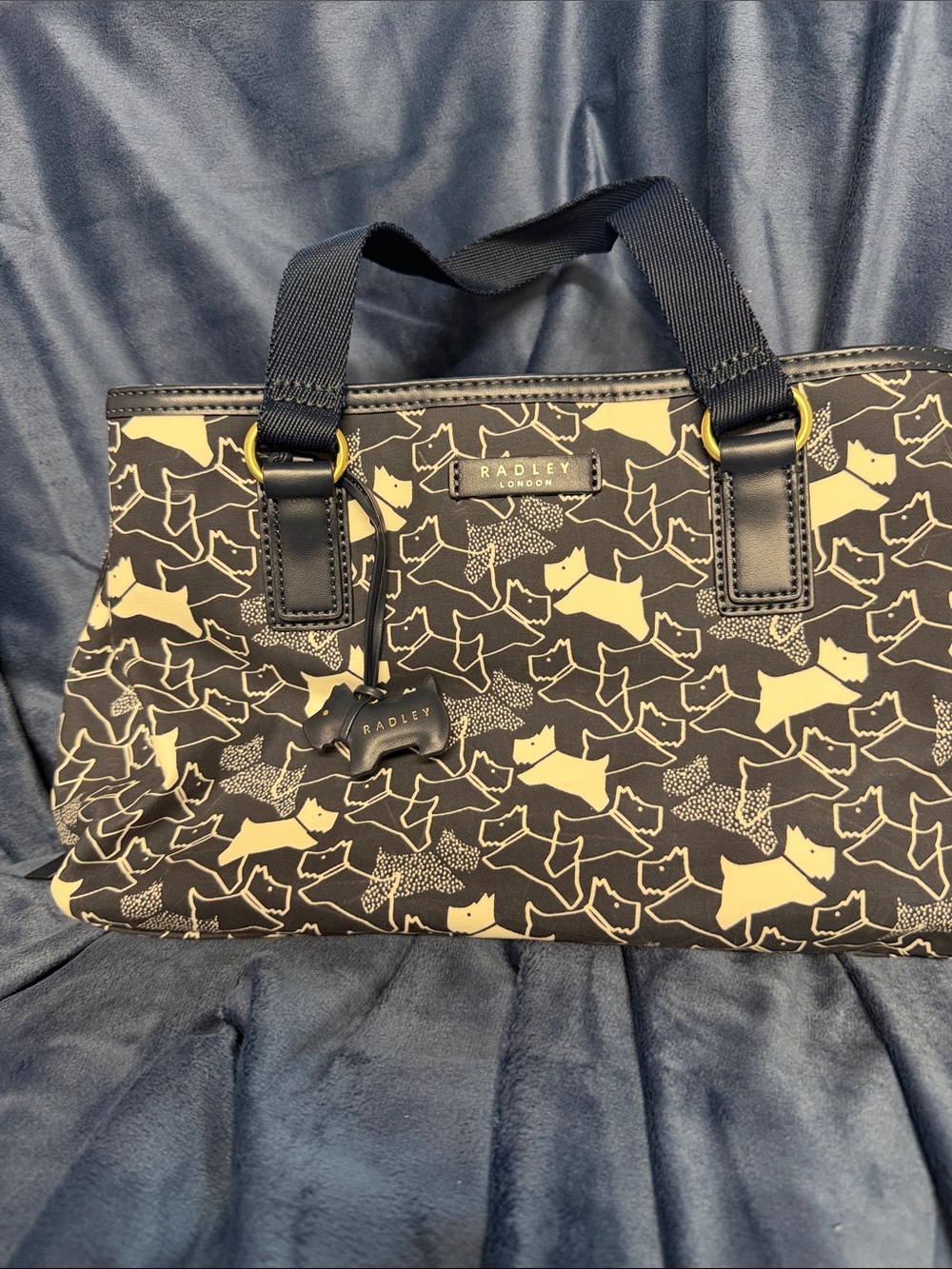 RADLEY LONDON Navy & Cream Scottie Pattern Tote